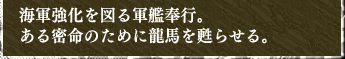海軍強化を図る軍艦奉行。ある蜜命のために龍馬を蘇らせる。